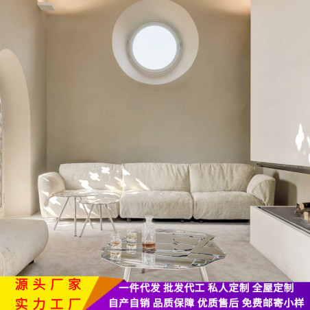Fabric Sofa Simple Modern Large Apartment Living Room Threeseat Complete Natural Down Sofa Combination
