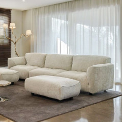 Fabric Sofa Simple Modern Large Apartment Living Room Threeseat Complete Natural Down Sofa Combination