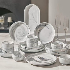 Tableware And Dishes Set Marble Silver Edge Accessible Luxury Bowl And Plate Combination Single Rice Bowl Dish