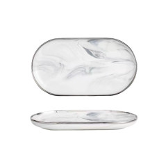 Tableware And Dishes Set Marble Silver Edge Accessible Luxury Bowl And Plate Combination Single Rice Bowl Dish
