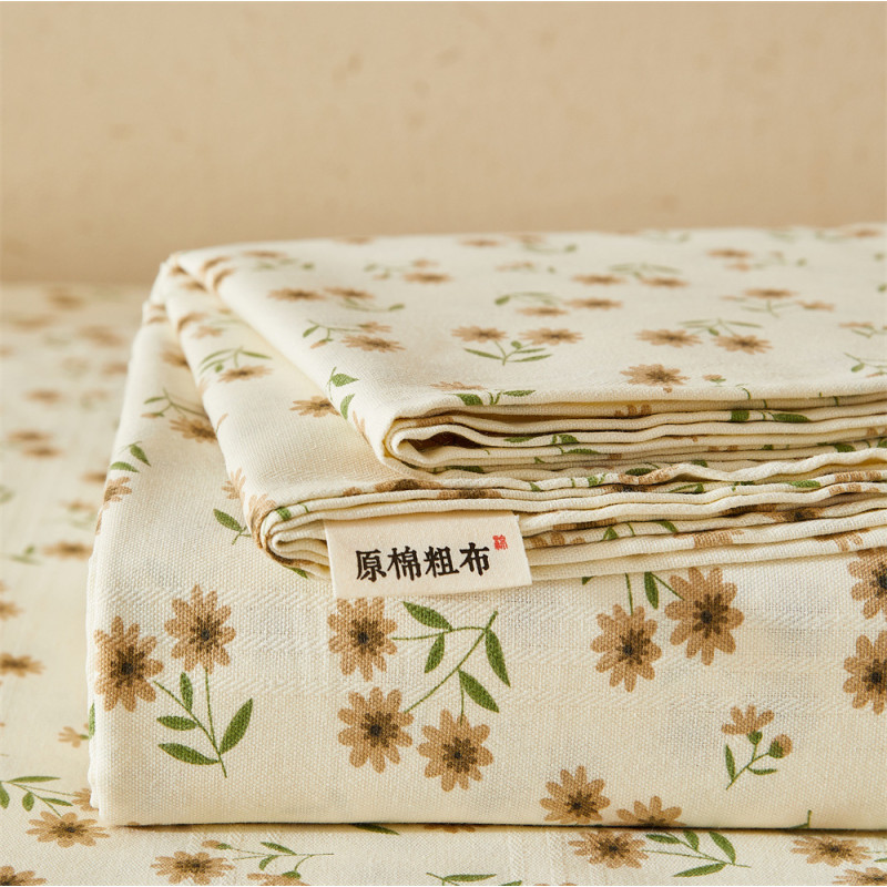 Class A Old Coarse Cloth Cotton ThreePiece Set Cotton Bed Sheet Single Double Bed Single Household Single Product Pillowcase