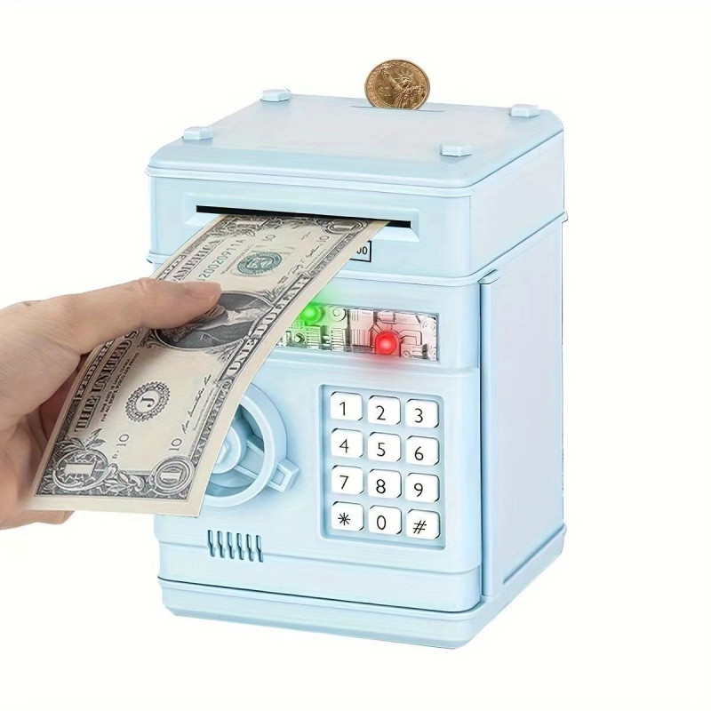 Childrens Miniature Safe Deposit Box Hotel Antitheft Password Coin Saving Canister Fingerprint Recognition Security Storage