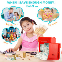 Childrens Miniature Safe Deposit Box Hotel Antitheft Password Coin Saving Canister Fingerprint Recognition Security Storage