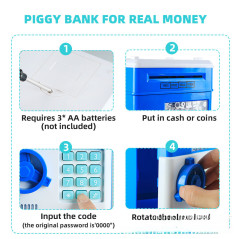Childrens Miniature Safe Deposit Box Hotel Antitheft Password Coin Saving Canister Fingerprint Recognition Security Storage