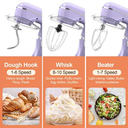 3IN1 Electric Stand Mixer 660W 10Speed With Pulse Button Attachments