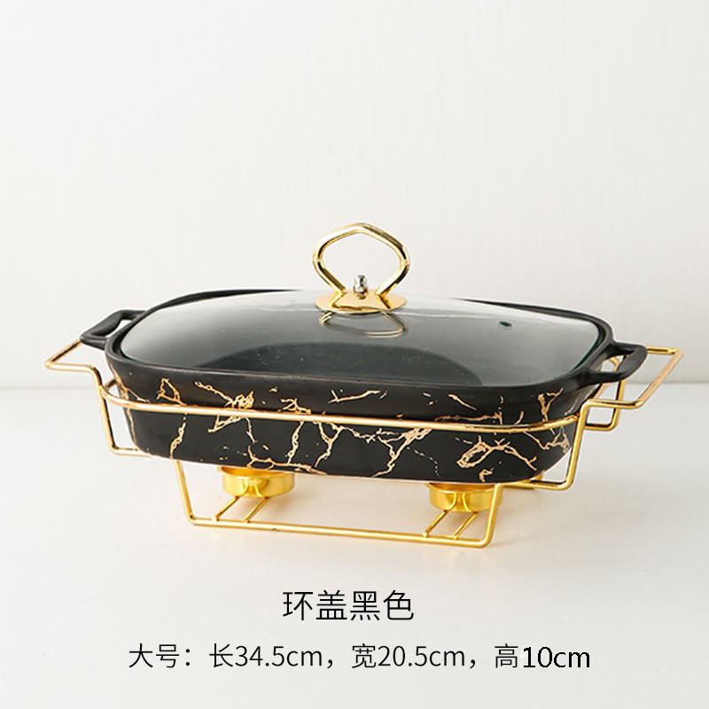 Crossborder Nordic Rectangular Binaural Ceramic Casserole Household Tableware Heating Hotel