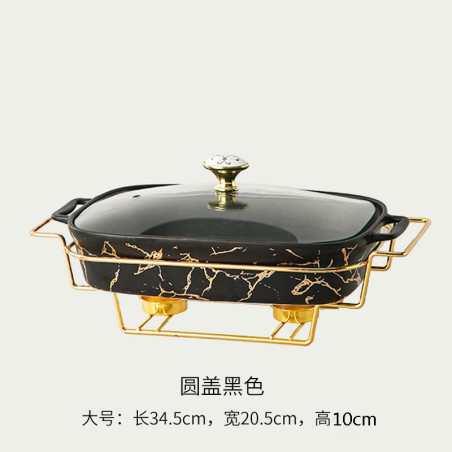 Crossborder Nordic Rectangular Binaural Ceramic Casserole Household Tableware Heating Hotel