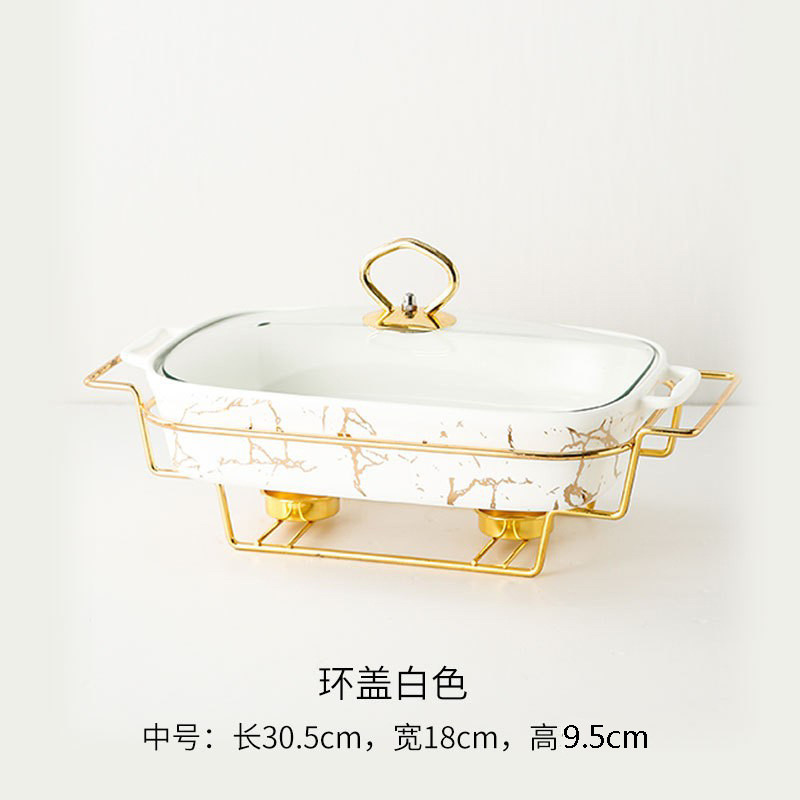 Crossborder Nordic Rectangular Binaural Ceramic Casserole Household Tableware Heating Hotel