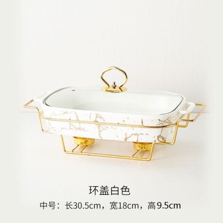 Crossborder Nordic Rectangular Binaural Ceramic Casserole Household Tableware Heating Hotel