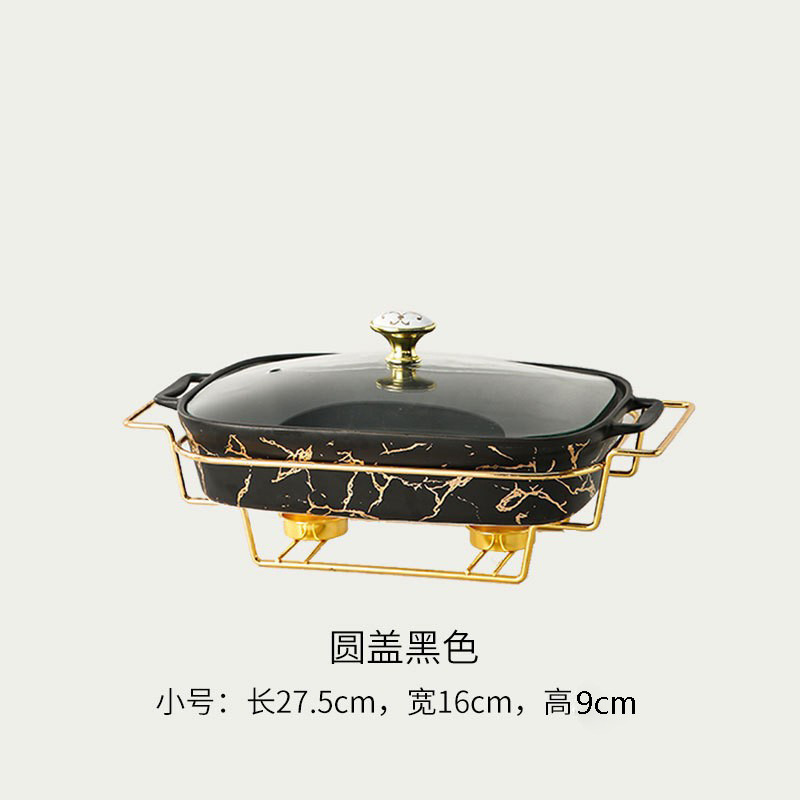 Crossborder Nordic Rectangular Binaural Ceramic Casserole Household Tableware Heating Hotel