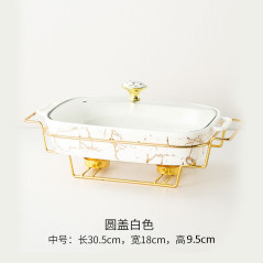 Crossborder Nordic Rectangular Binaural Ceramic Casserole Household Tableware Heating Hotel