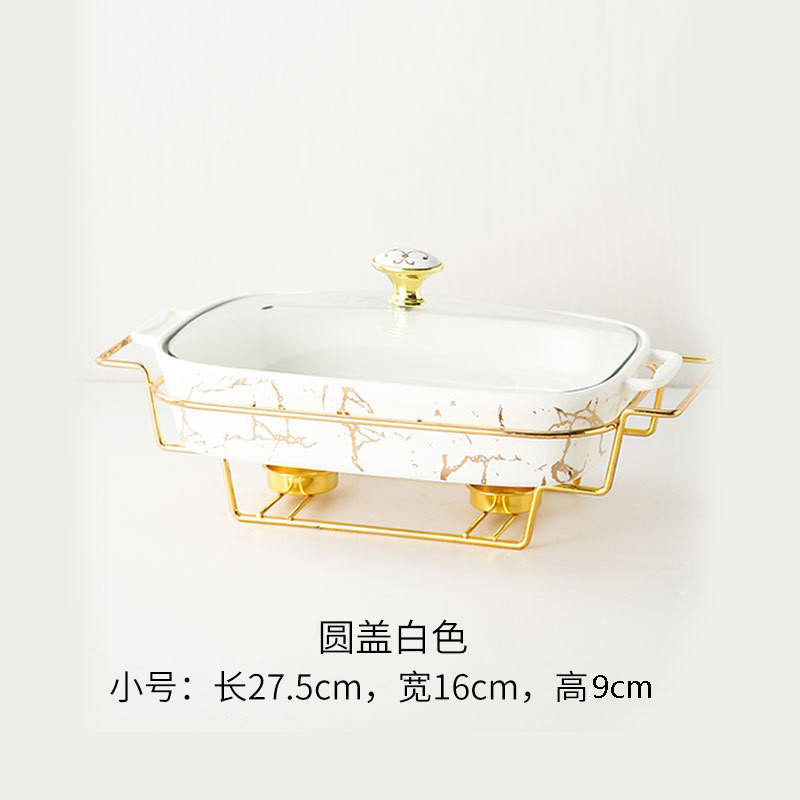 Crossborder Nordic Rectangular Binaural Ceramic Casserole Household Tableware Heating Hotel
