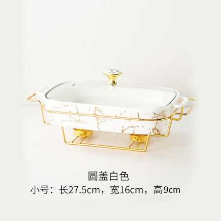 Crossborder Nordic Rectangular Binaural Ceramic Casserole Household Tableware Heating Hotel
