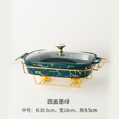 Crossborder Nordic Rectangular Binaural Ceramic Casserole Household Tableware Heating Hotel