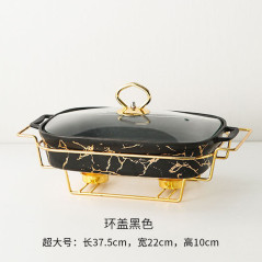 Crossborder Nordic Rectangular Binaural Ceramic Casserole Household Tableware Heating Hotel