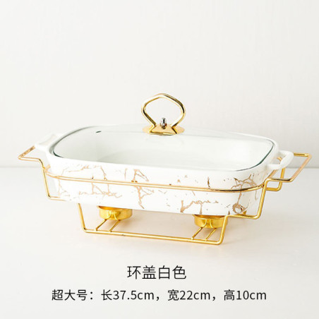 Crossborder Nordic Rectangular Binaural Ceramic Casserole Household Tableware Heating Hotel