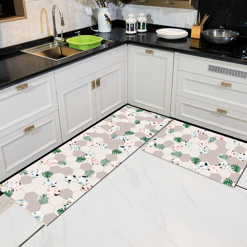 Cartoon Floor Mat Kitchen Carpet Simple Bathroom Doorway Household Long Foot Mat Entrance Mat Crystal Velvet Floor Mat