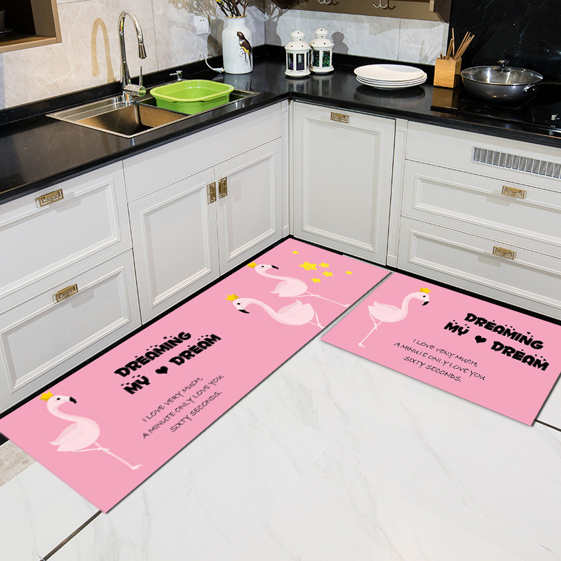 Cartoon Floor Mat Kitchen Carpet Simple Bathroom Doorway Household Long Foot Mat Entrance Mat Crystal Velvet Floor Mat