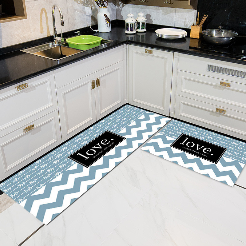 Cartoon Floor Mat Kitchen Carpet Simple Bathroom Doorway Household Long Foot Mat Entrance Mat Crystal Velvet Floor Mat