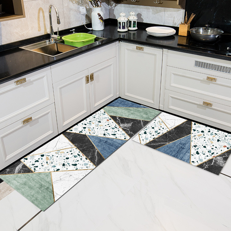 Cartoon Floor Mat Kitchen Carpet Simple Bathroom Doorway Household Long Foot Mat Entrance Mat Crystal Velvet Floor Mat