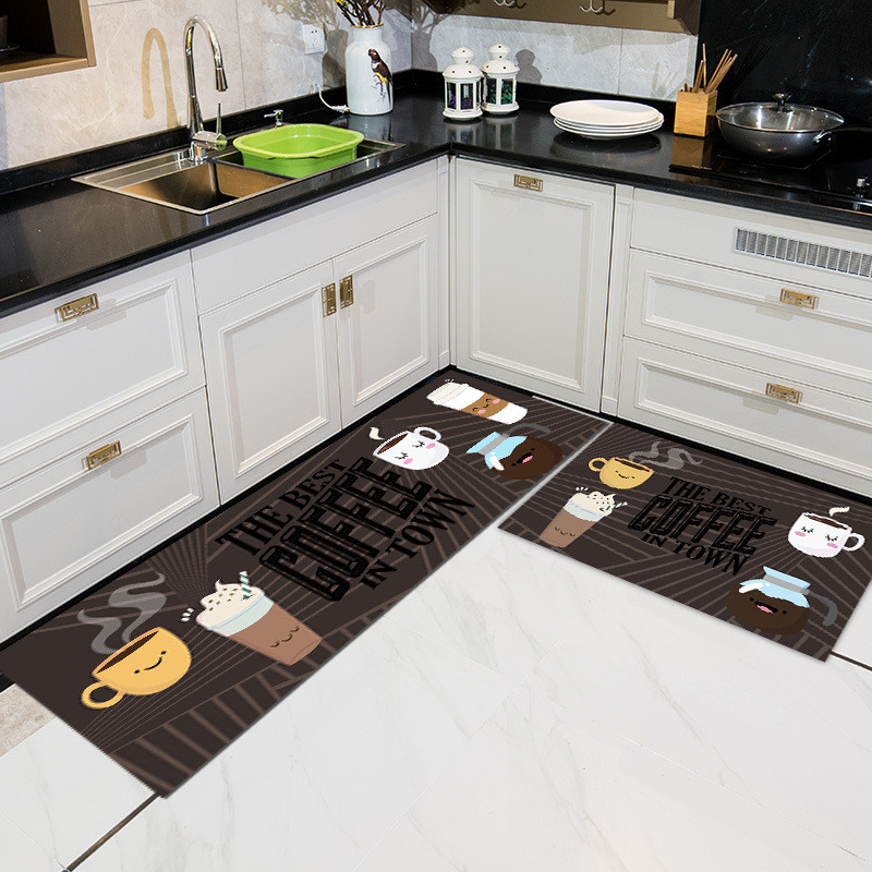 Cartoon Floor Mat Kitchen Carpet Simple Bathroom Doorway Household Long Foot Mat Entrance Mat Crystal Velvet Floor Mat