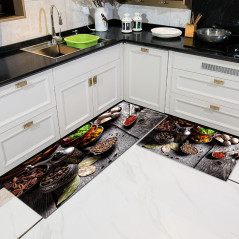 Cartoon Floor Mat Kitchen Carpet Simple Bathroom Doorway Household Long Foot Mat Entrance Mat Crystal Velvet Floor Mat