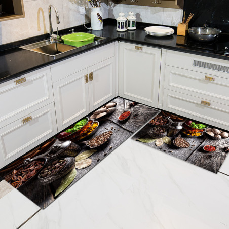 Cartoon Floor Mat Kitchen Carpet Simple Bathroom Doorway Household Long Foot Mat Entrance Mat Crystal Velvet Floor Mat