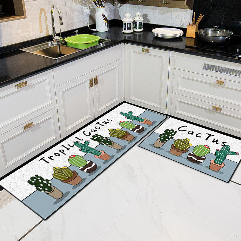 Cartoon Floor Mat Kitchen Carpet Simple Bathroom Doorway Household Long Foot Mat Entrance Mat Crystal Velvet Floor Mat