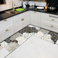 Cartoon Floor Mat Kitchen Carpet Simple Bathroom Doorway Household Long Foot Mat Entrance Mat Crystal Velvet Floor Mat